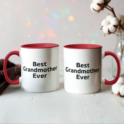 Best Grandmother Ever – Elegant Two-Tone Coffee Mug Gift for Grandma, Sweet Present from Grandkids, Kids, or Daughter – Available in 7 Accent Colors - Mallard Moon Gift Shop