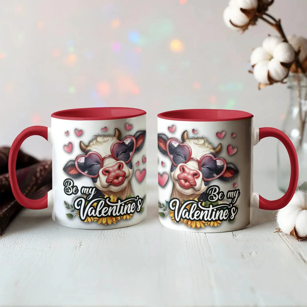 Be My Valentine Cow Two-tone Color Accent Mug