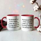 My Bobtail Cat Is the Reason I Wake Up Funny Cat Lover Color Accent Coffee Mug