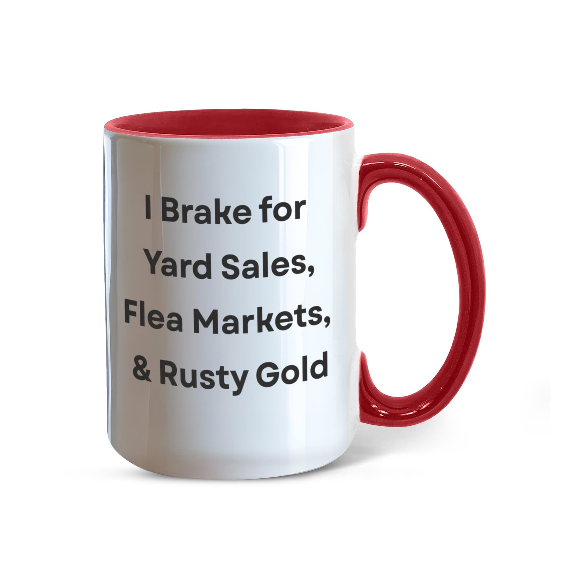 I Brake for Antique Stores Funny Antiquing Coffee Mug – Gift for Vintage Lovers, Treasure Hunters & Flea Market Fans – Two-tone Color Accent Ceramic Mug