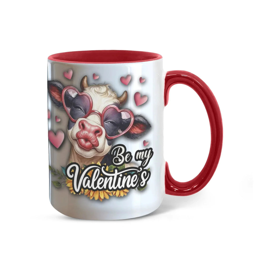 Be My Valentine Cow Two-tone Color Accent Mug