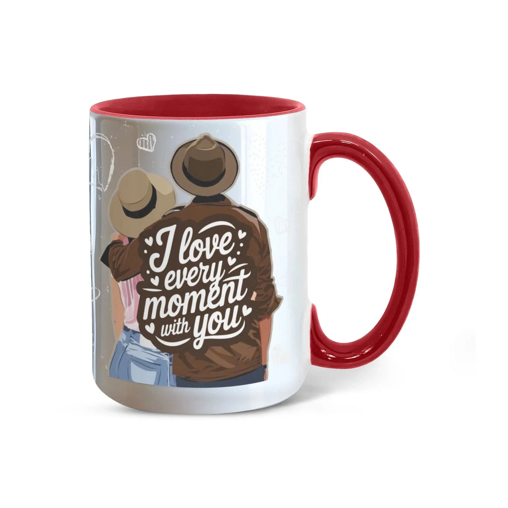I Love Every Moment With You Mug – Romantic Couple Two-tone Color Accent Coffee Cup, Valentine's Day Gift for Husband, Wife, Boyfriend, Girlfriend & Anniversary