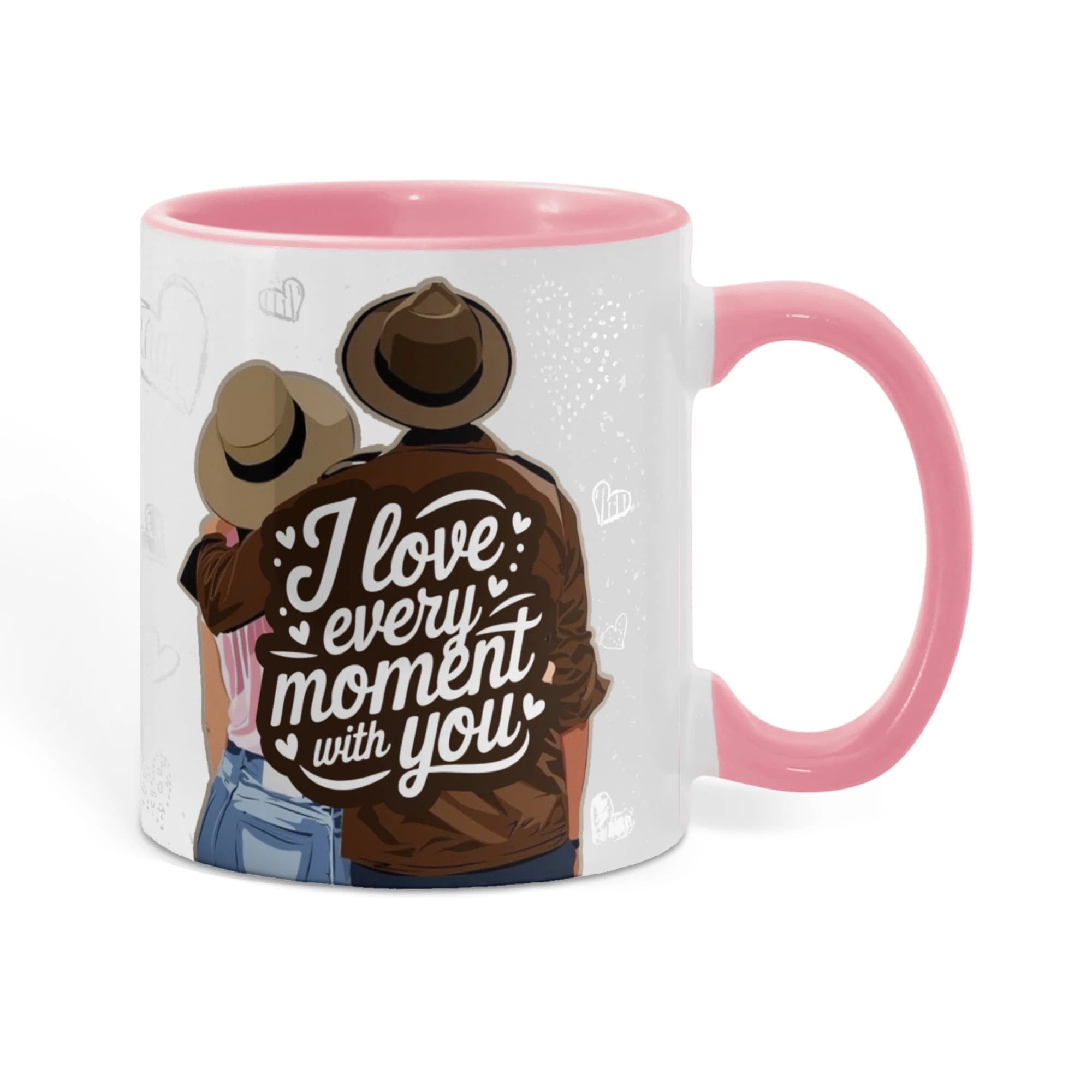 I Love Every Moment With You Mug – Romantic Couple Two-tone Color Accent Coffee Cup, Valentine's Day Gift for Husband, Wife, Boyfriend, Girlfriend & Anniversary