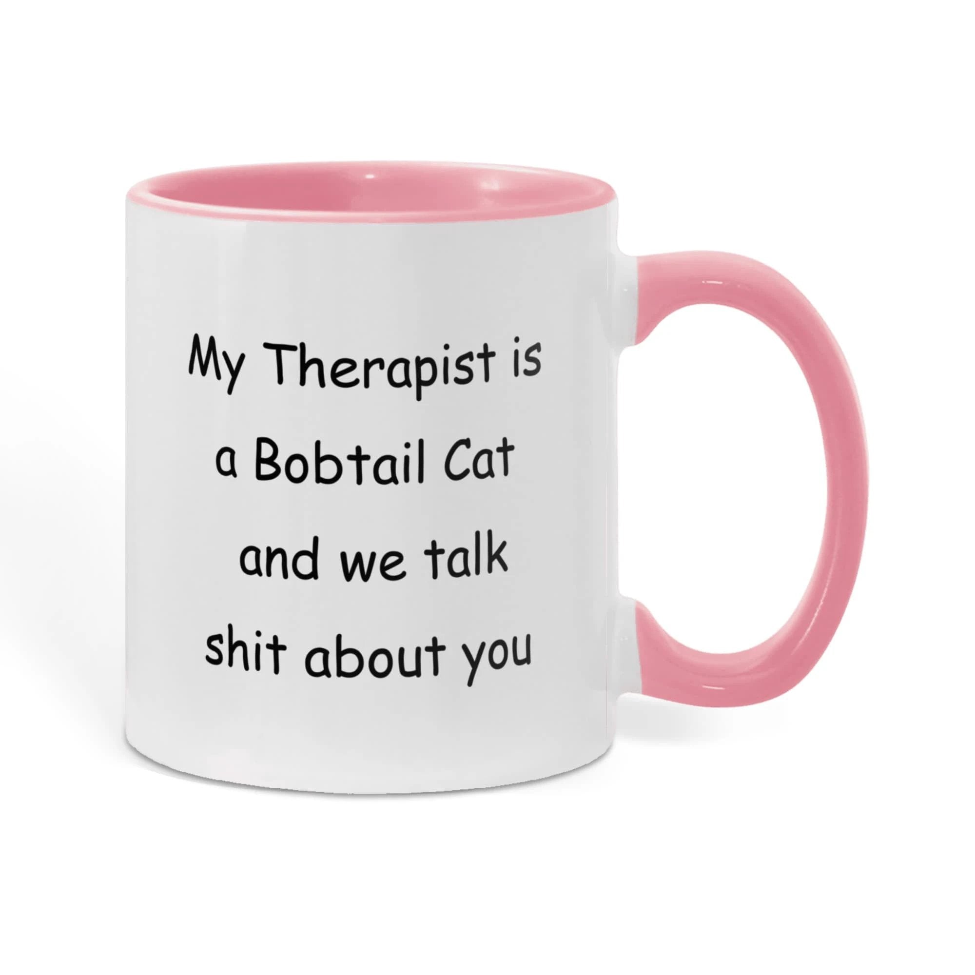 My Therapist Is a Bobtail Cat Funny Cat Lover Ceramic Two-tone Color Coffee Mug – Sarcastic Gift for Cat Lovers