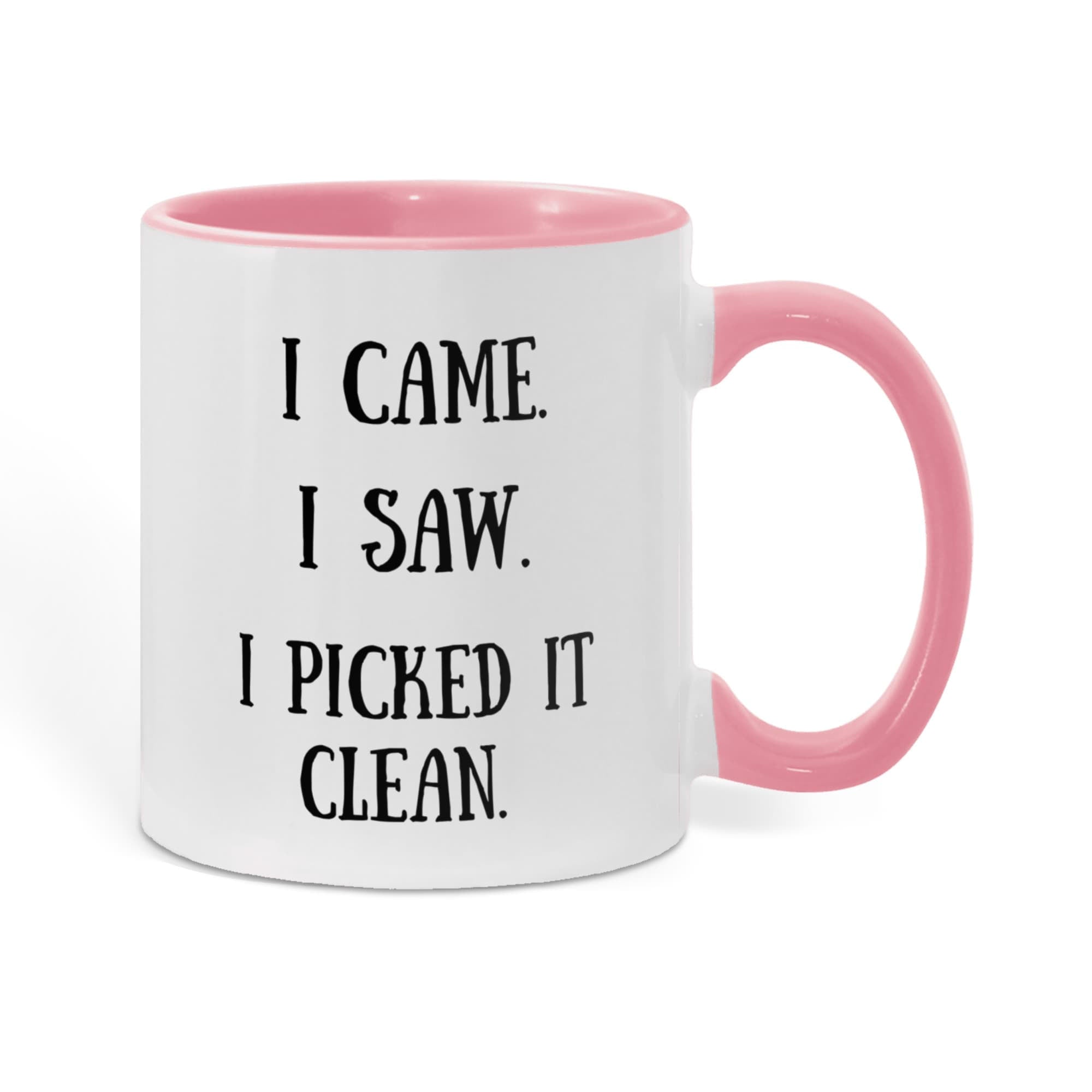 I Picked It Clean Funny Antiquing Mug – Gift for Vintage Pickers, Flea Market Hunters & Thrifters – Two-tone Color Accent Ceramic Coffee Cup