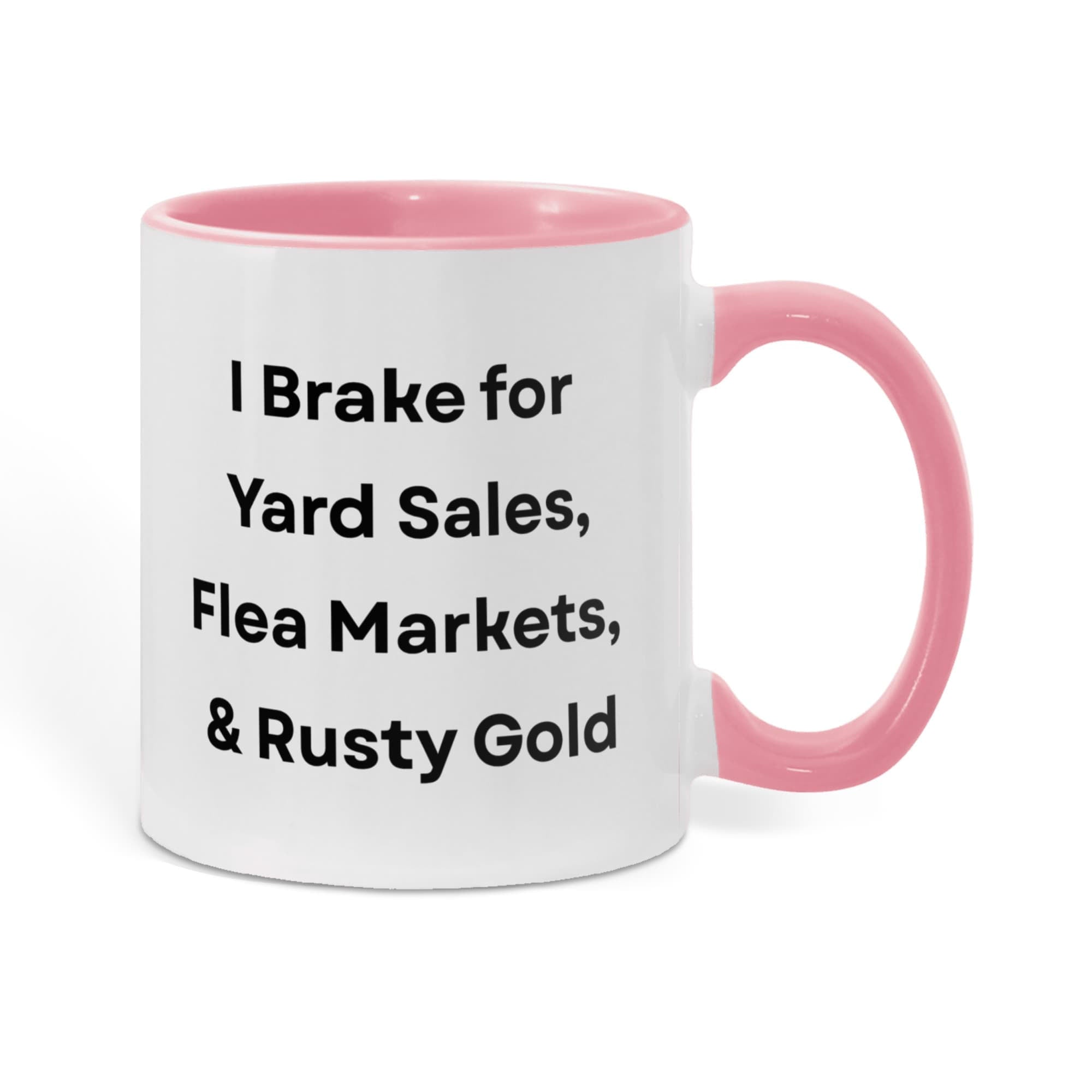 I Brake for Antique Stores Funny Antiquing Coffee Mug – Gift for Vintage Lovers, Treasure Hunters & Flea Market Fans – Two-tone Color Accent Ceramic Mug