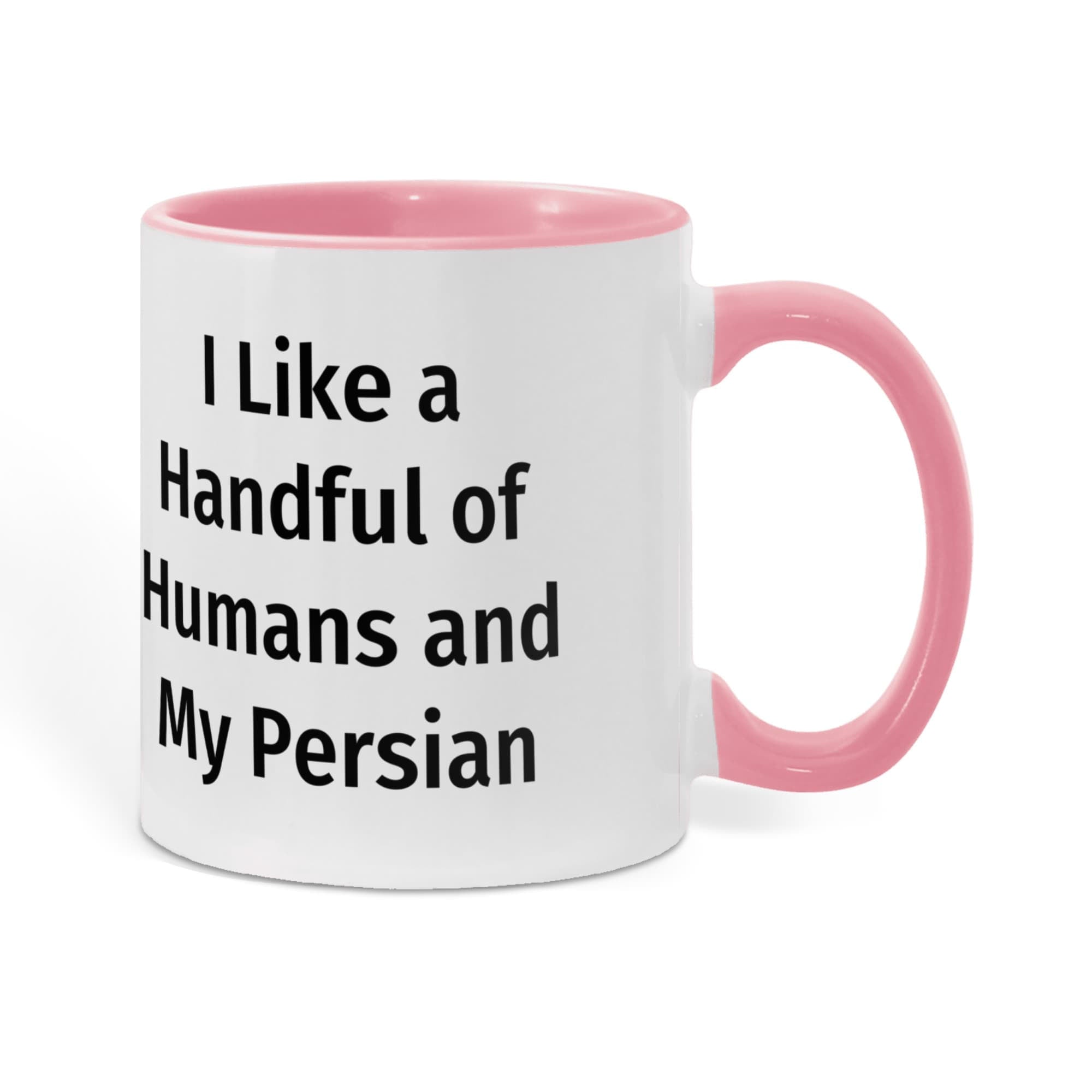 Funny Persian Cat Lover Accent Color Mug - I Like a Handful of Humans and My Persian Cat