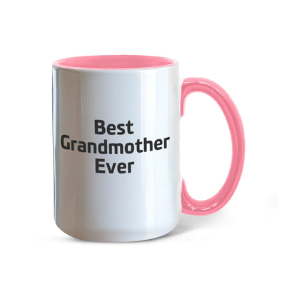 Best Grandmother Ever – Elegant Two-Tone Coffee Mug Gift for Grandma, Sweet Present from Grandkids, Kids, or Daughter – Available in 7 Accent Colors - Mallard Moon Gift Shop
