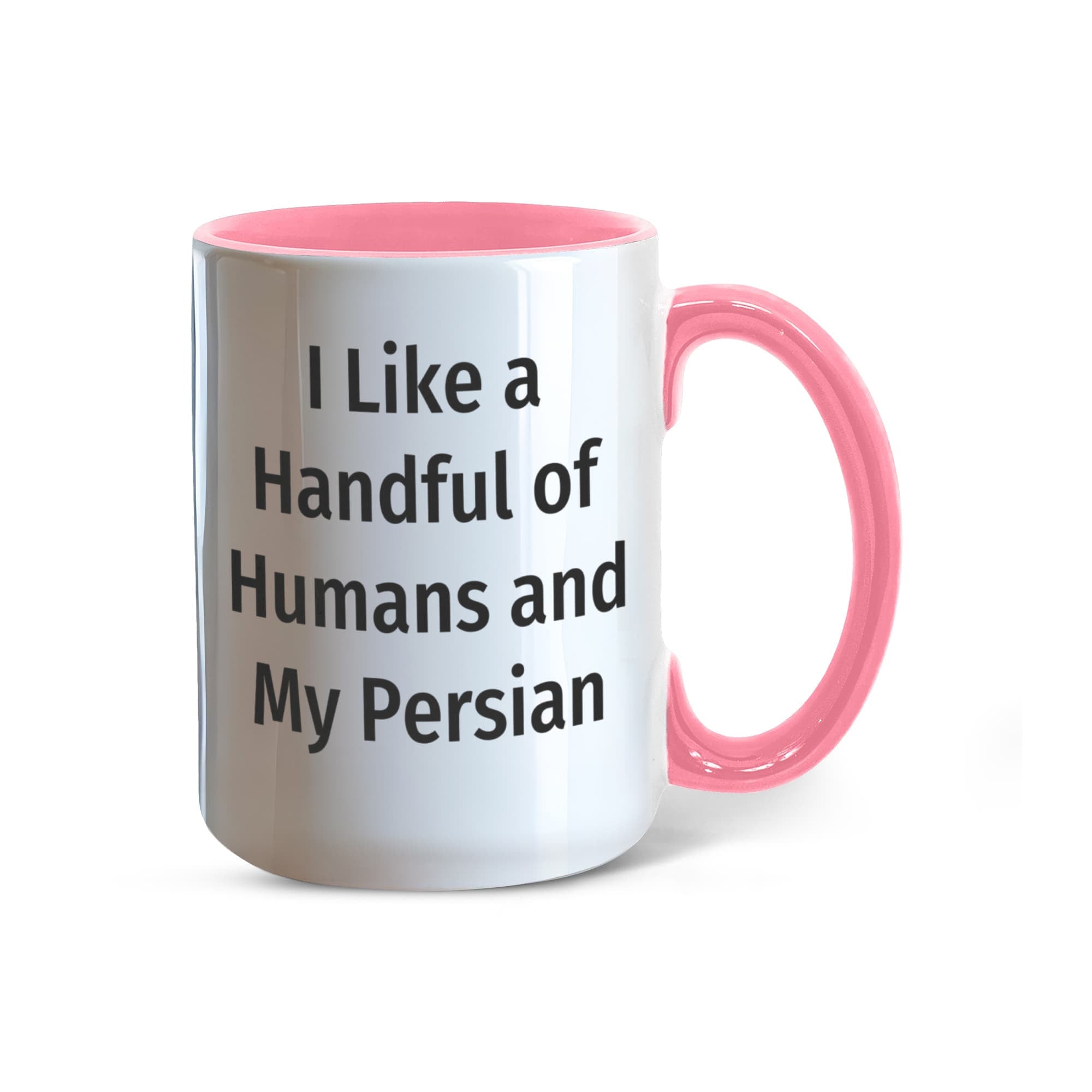 Funny Persian Cat Lover Accent Color Mug - I Like a Handful of Humans and My Persian Cat