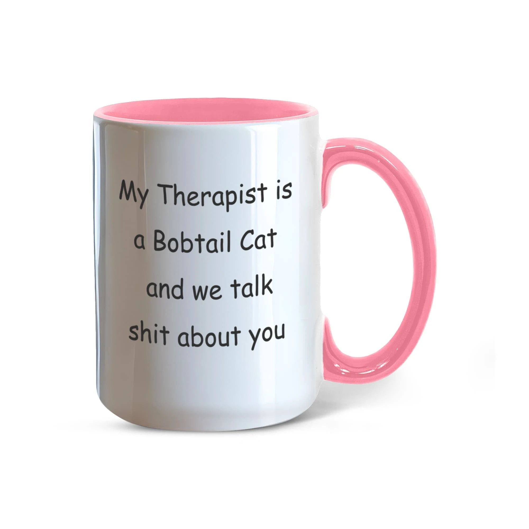 My Therapist Is a Bobtail Cat Funny Cat Lover Ceramic Two-tone Color Coffee Mug – Sarcastic Gift for Cat Lovers