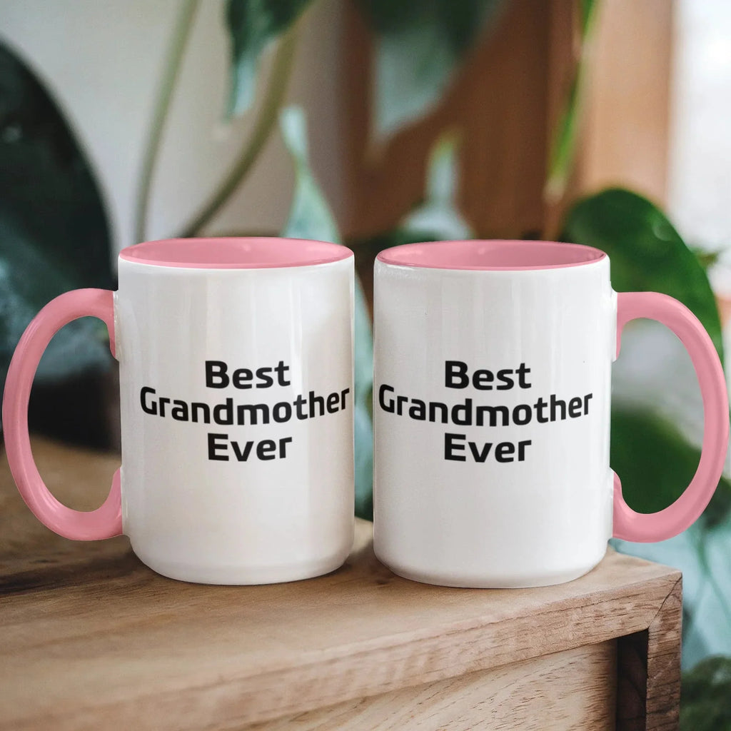 Best Grandmother Ever – Elegant Two-Tone Coffee Mug Gift for Grandma, Sweet Present from Grandkids, Kids, or Daughter – Available in 7 Accent Colors