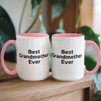 Best Grandmother Ever – Elegant Two-Tone Coffee Mug Gift for Grandma, Sweet Present from Grandkids, Kids, or Daughter – Available in 7 Accent Colors