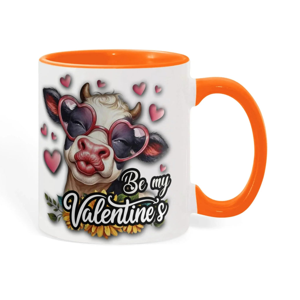 Be My Valentine Cow Two-tone Color Accent Mug