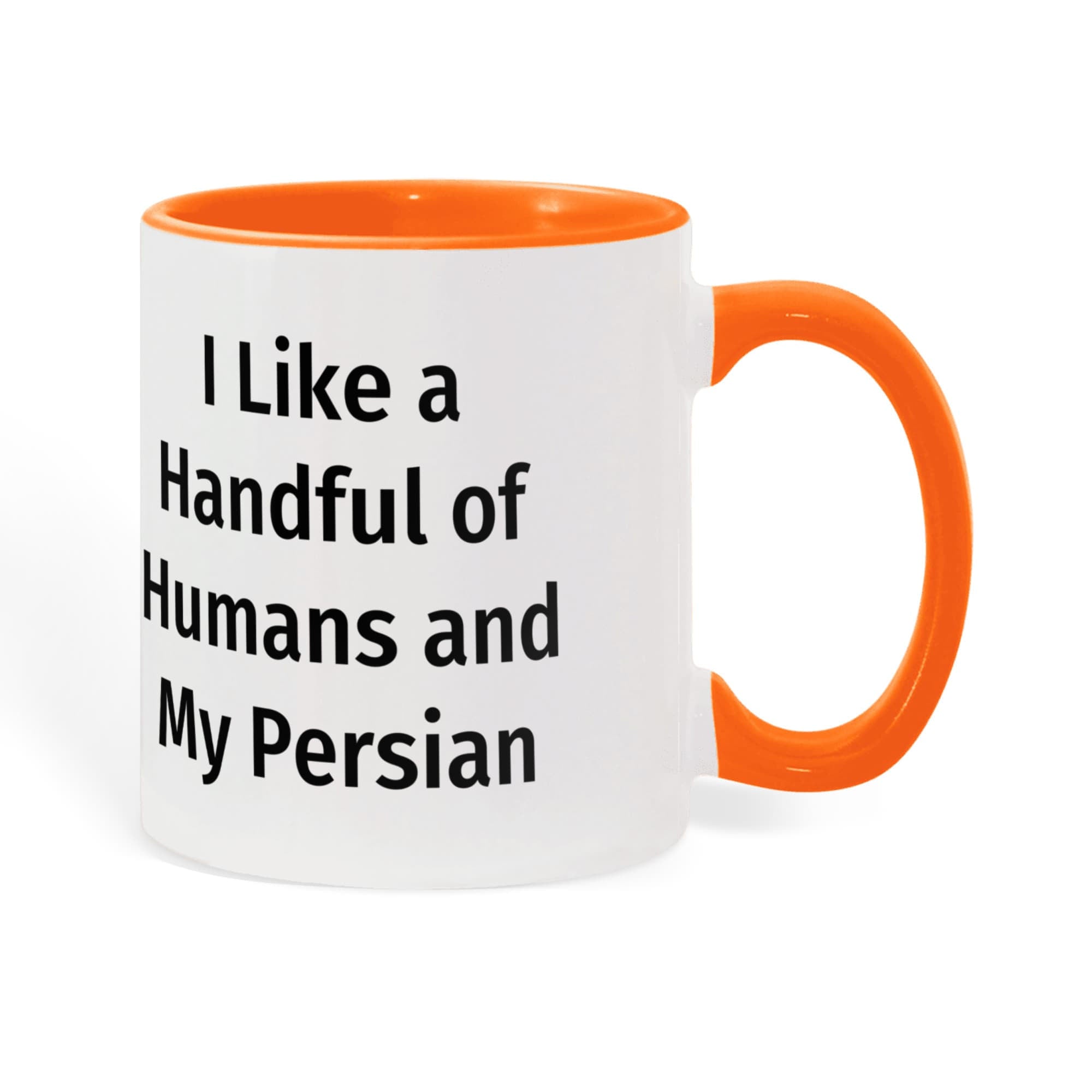 Funny Persian Cat Lover Accent Color Mug - I Like a Handful of Humans and My Persian Cat