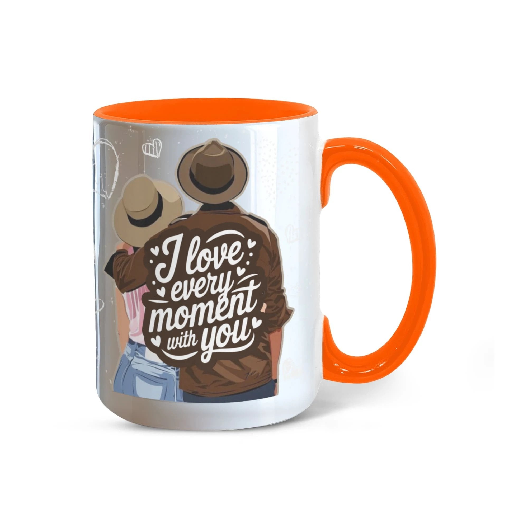 I Love Every Moment With You Mug – Romantic Couple Two-tone Color Accent Coffee Cup, Valentine's Day Gift for Husband, Wife, Boyfriend, Girlfriend & Anniversary