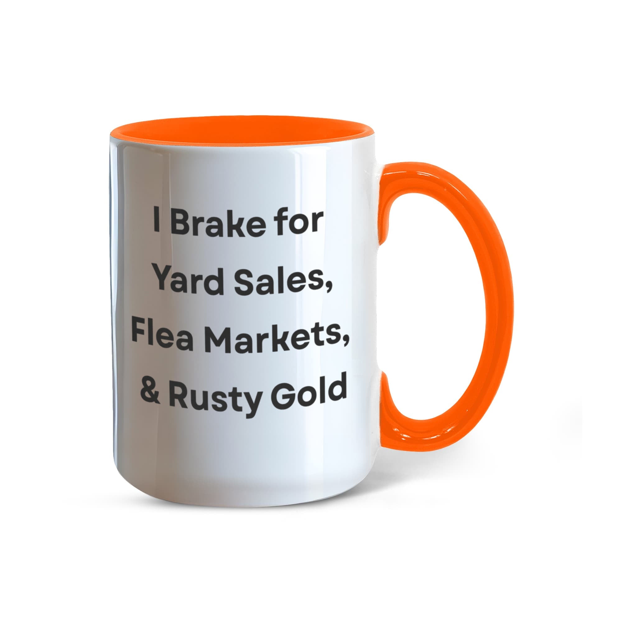 I Brake for Antique Stores Funny Antiquing Coffee Mug – Gift for Vintage Lovers, Treasure Hunters & Flea Market Fans – Two-tone Color Accent Ceramic Mug