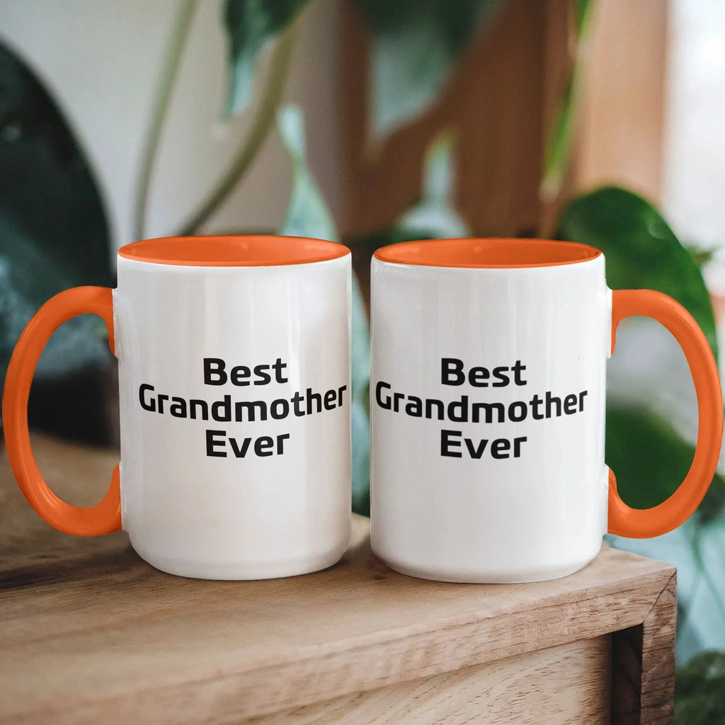 Best Grandmother Ever – Elegant Two-Tone Coffee Mug Gift for Grandma, Sweet Present from Grandkids, Kids, or Daughter – Available in 7 Accent Colors