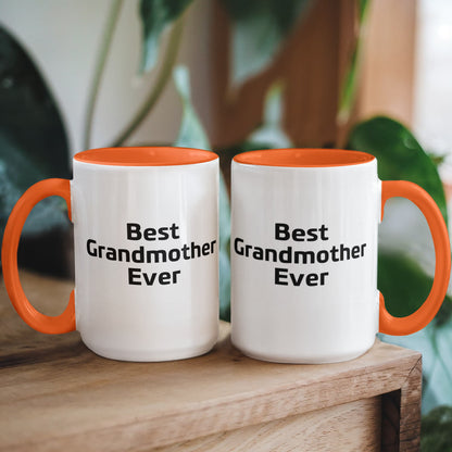 Best Grandmother Ever – Elegant Two-Tone Coffee Mug Gift for Grandma, Sweet Present from Grandkids, Kids, or Daughter – Available in 7 Accent Colors - Mallard Moon Gift Shop