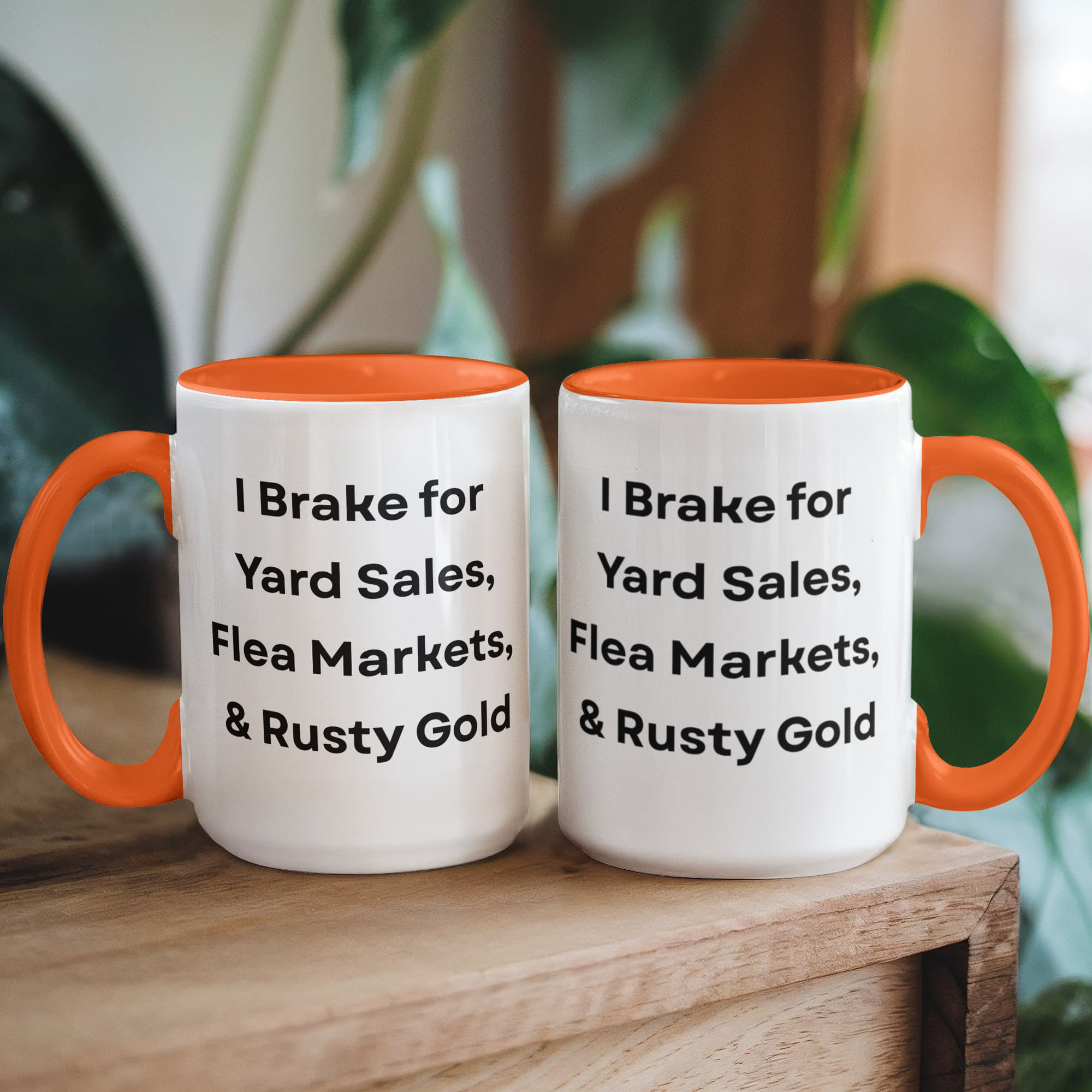 I Brake for Antique Stores Funny Antiquing Coffee Mug – Gift for Vintage Lovers, Treasure Hunters & Flea Market Fans – Two-tone Color Accent Ceramic Mug