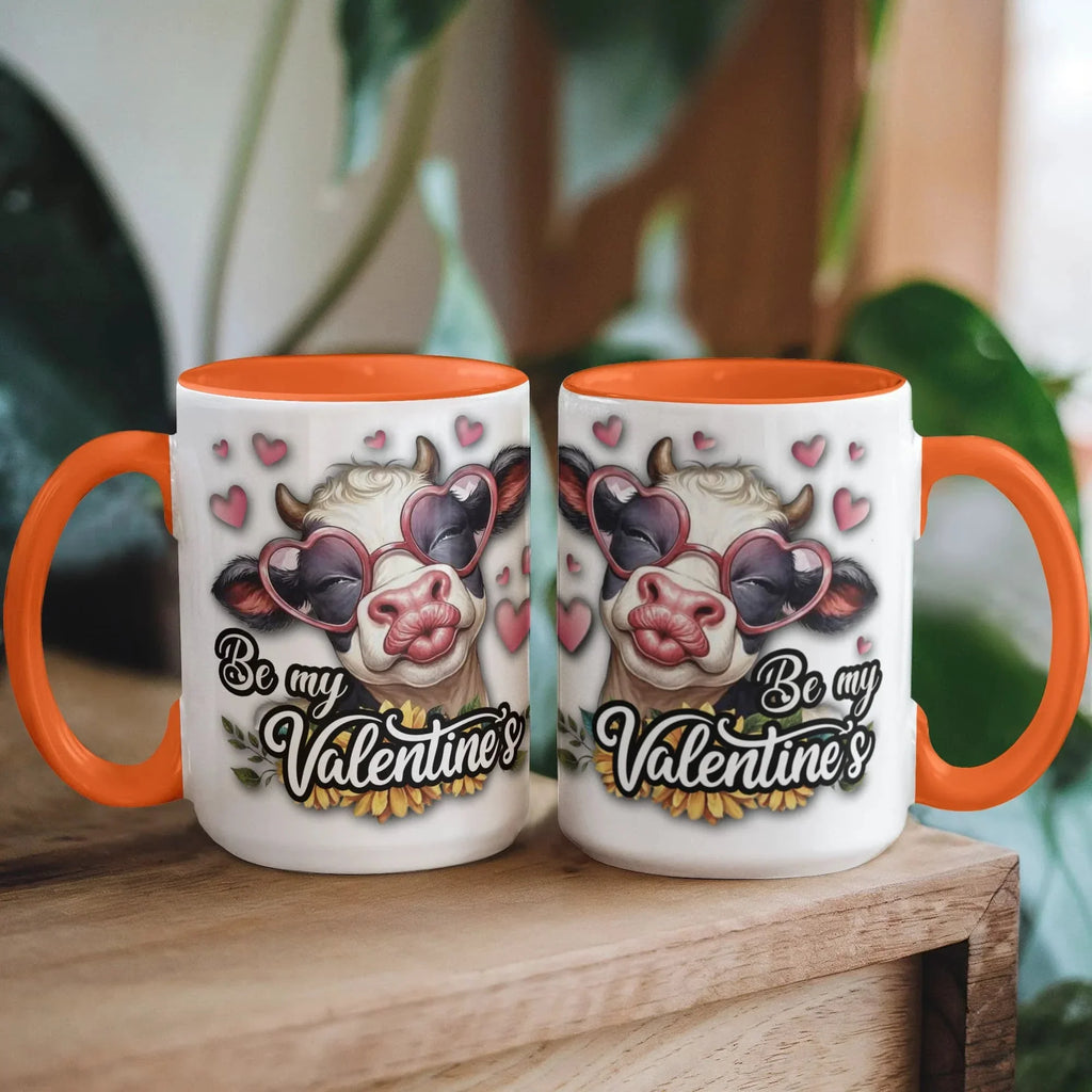 Be My Valentine Cow Two-tone Color Accent Mug