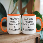 All You Need Is Love and a Havanese | Color Accent Dog Lover Ceramic Mug (11oz & 15oz, 7 Colors)