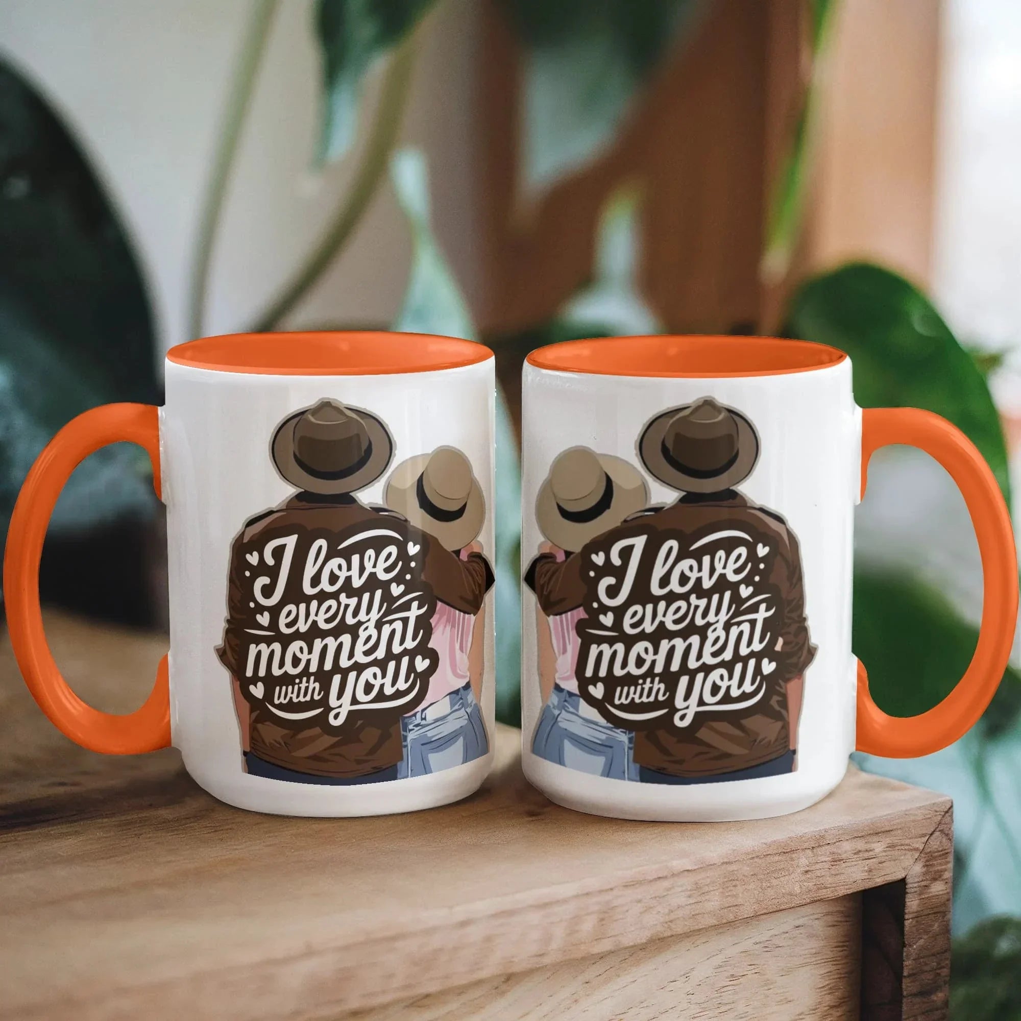 I Love Every Moment With You Mug – Romantic Couple Two-tone Color Accent Coffee Cup, Valentine's Day Gift for Husband, Wife, Boyfriend, Girlfriend & Anniversary