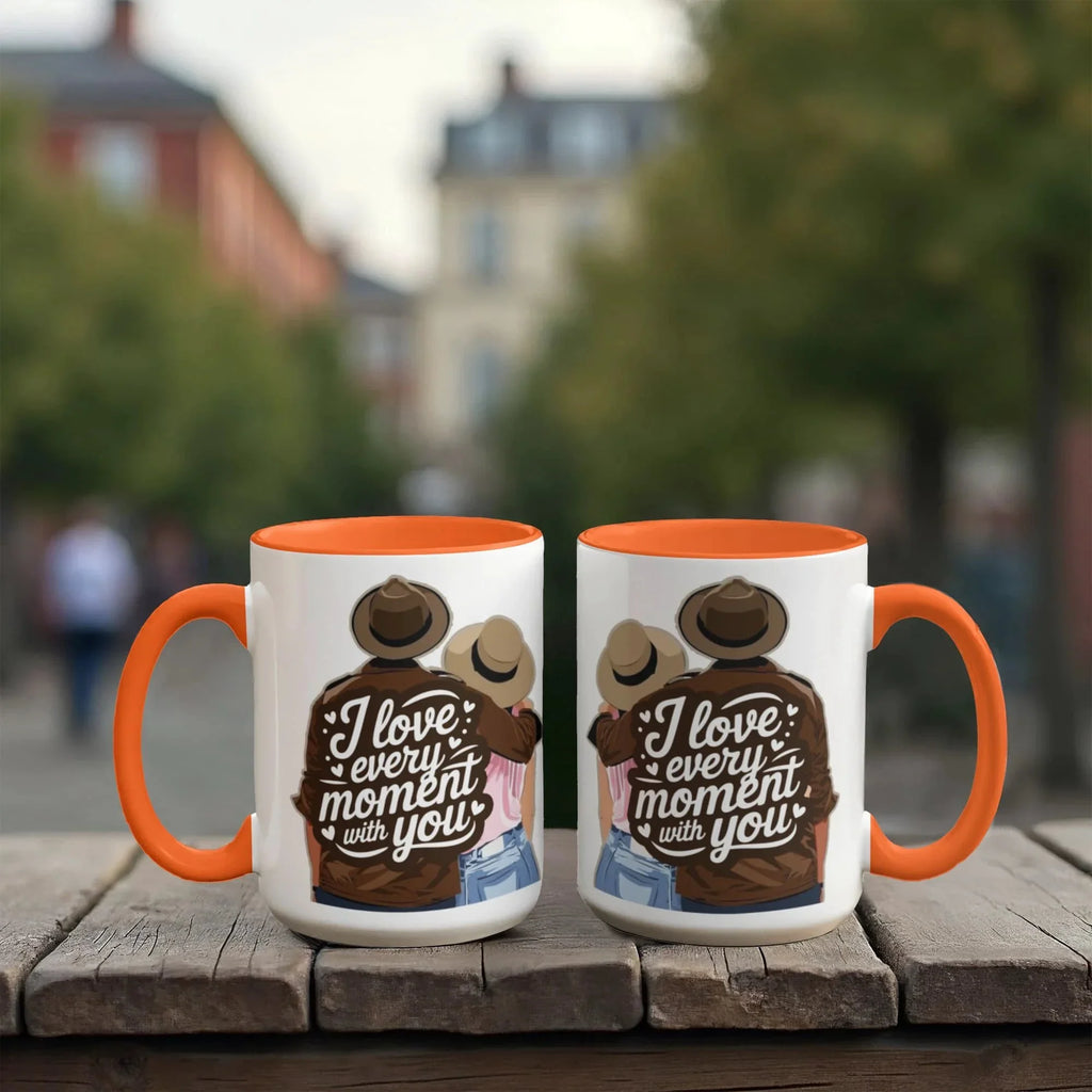 I Love Every Moment With You Mug – Romantic Couple Two-tone Color Accent Coffee Cup, Valentine's Day Gift for Husband, Wife, Boyfriend, Girlfriend & Anniversary
