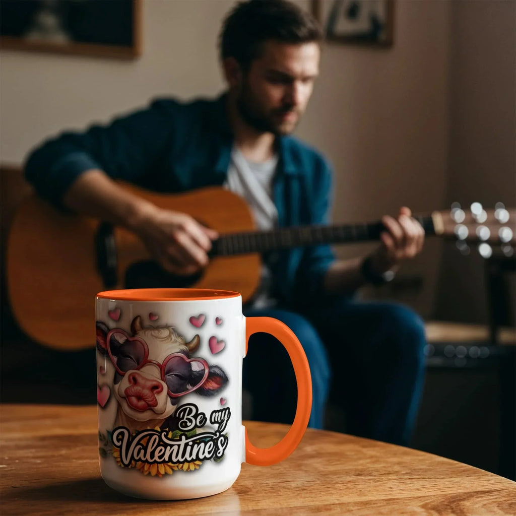 Be My Valentine Cow Two-tone Color Accent Mug