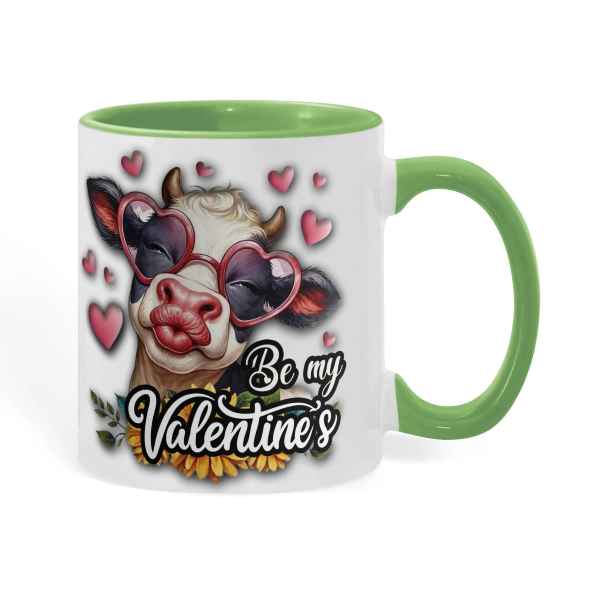 Be My Valentine Cow Two-tone Color Accent Mug