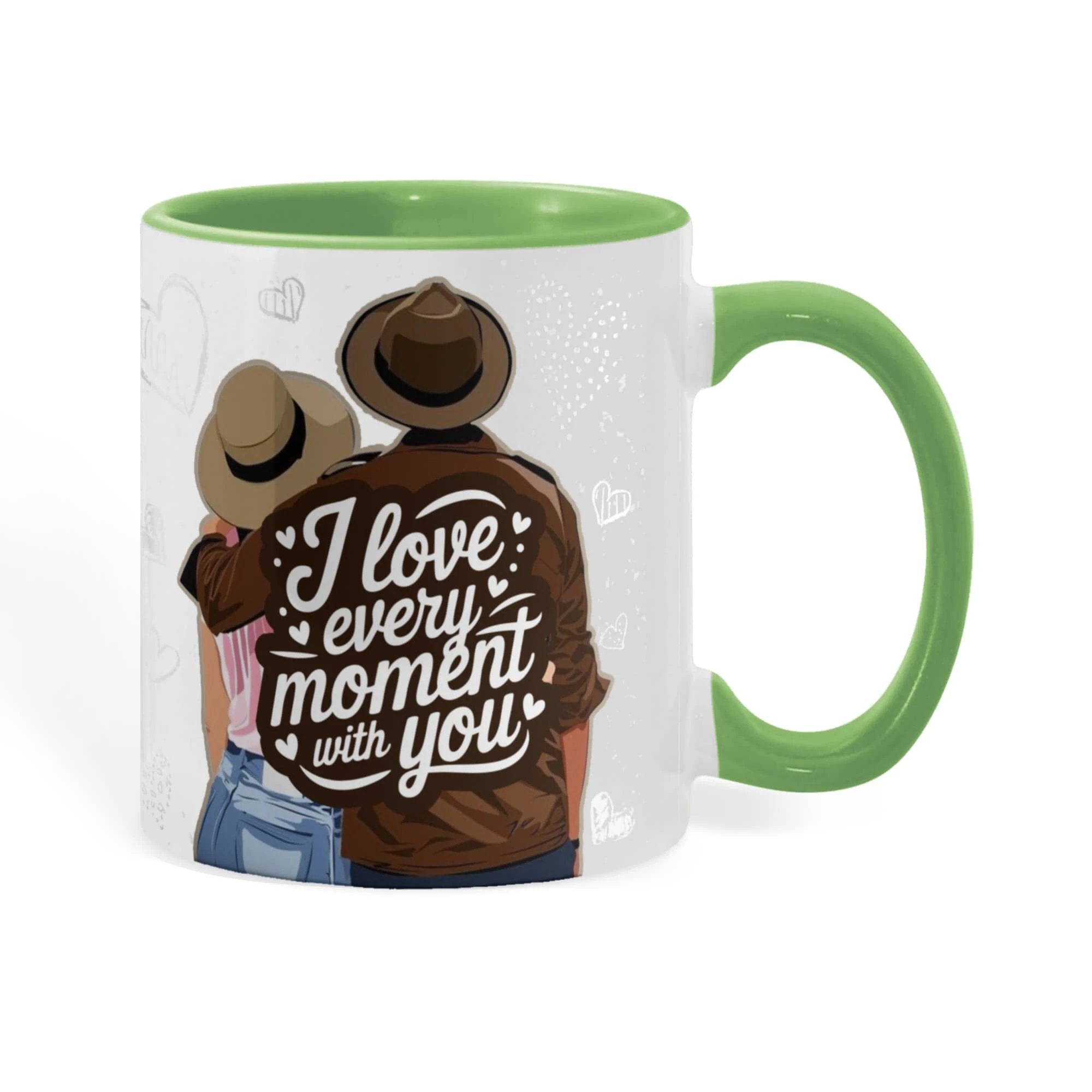 I Love Every Moment With You Mug – Romantic Couple Two-tone Color Accent Coffee Cup, Valentine's Day Gift for Husband, Wife, Boyfriend, Girlfriend & Anniversary