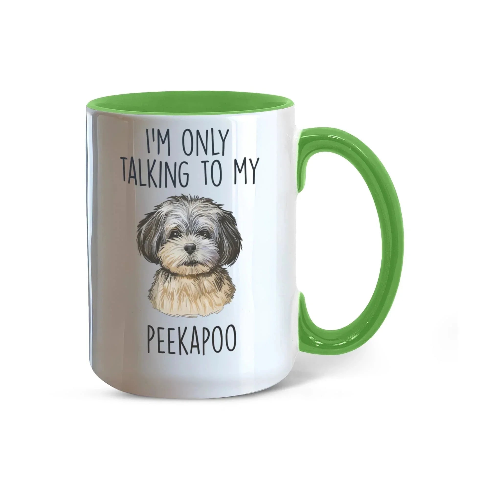 I'm Only Talking to My Peekapoo Two-Tone Coffee Mug – Cute Peekapoo Dog Lover Gift for Pet Parents