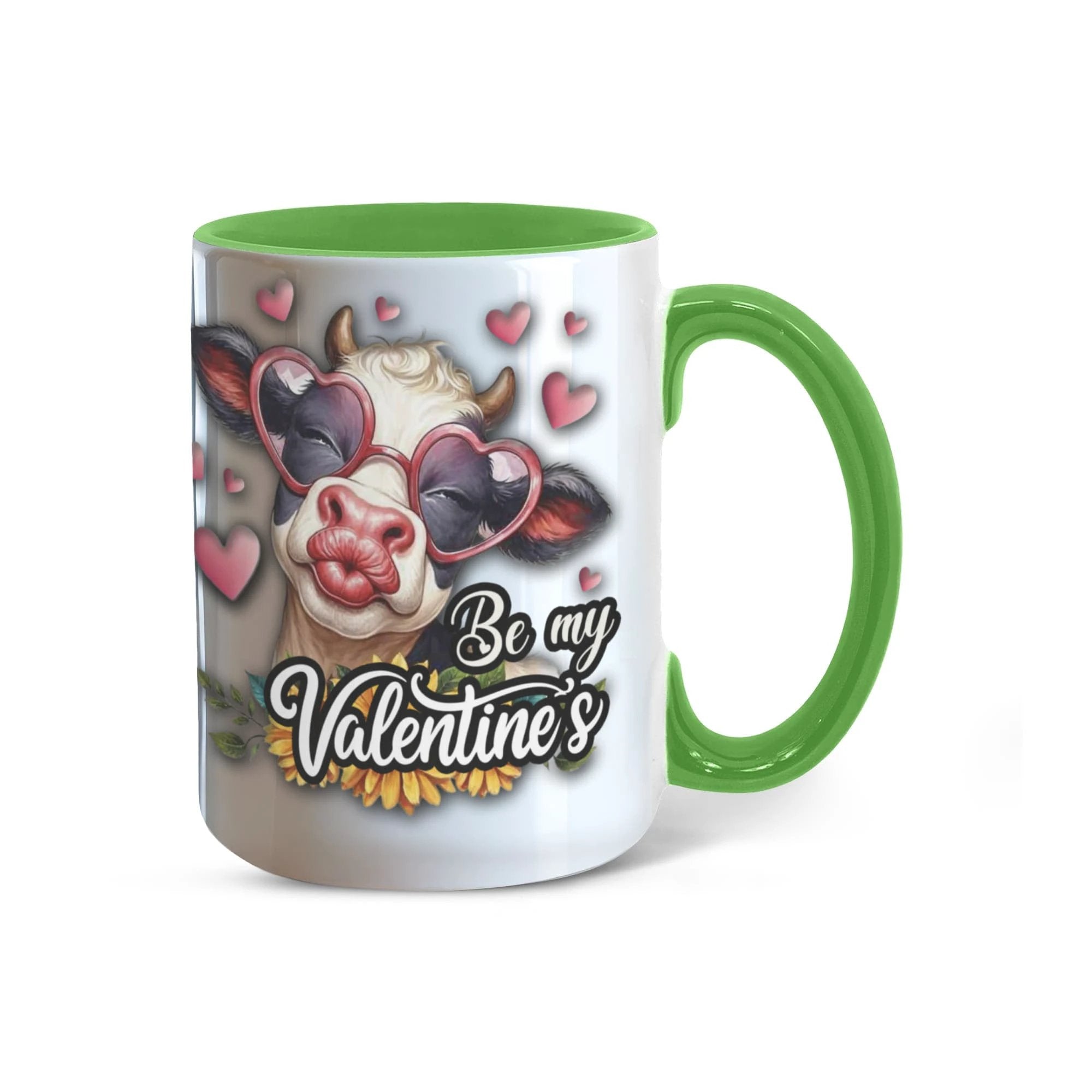 Be My Valentine Cow Two-tone Color Accent Mug
