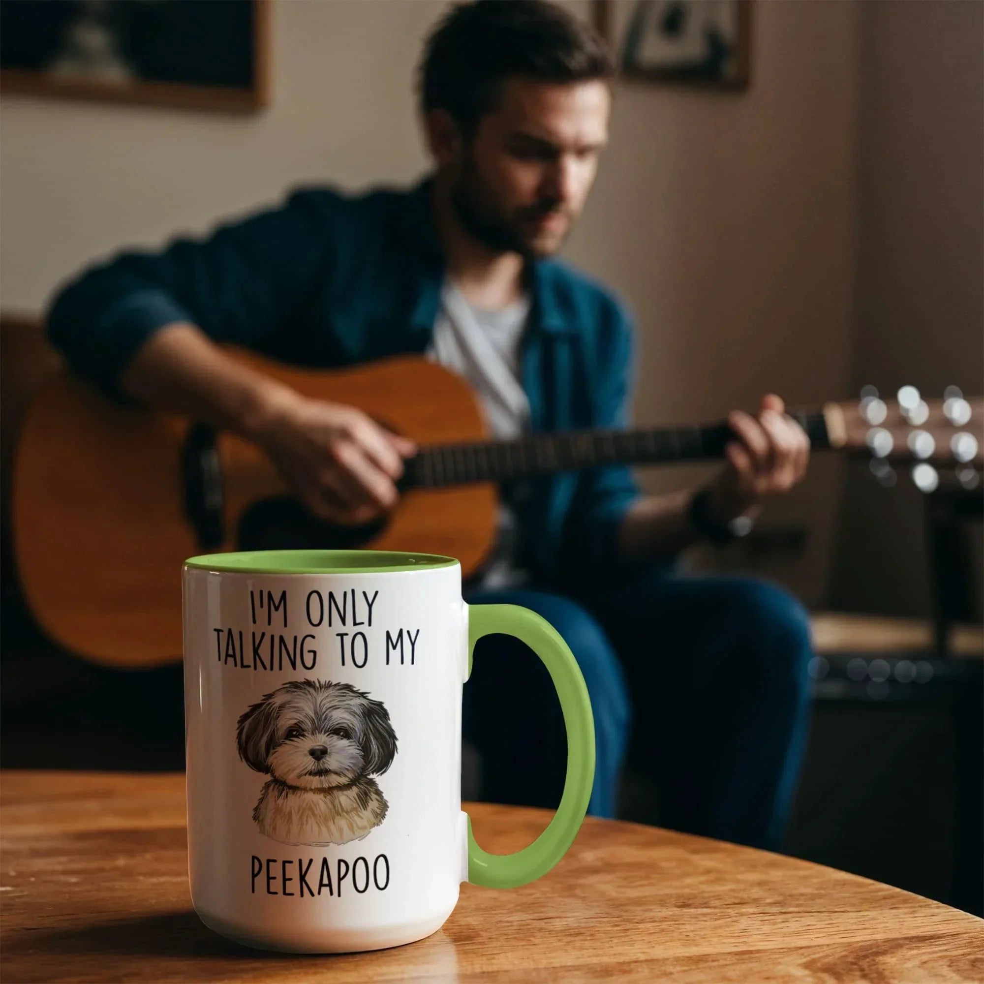 I'm Only Talking to My Peekapoo Two-Tone Coffee Mug – Cute Peekapoo Dog Lover Gift for Pet Parents