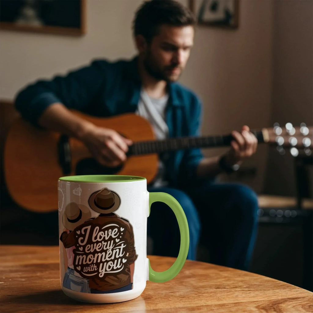 I Love Every Moment With You Mug – Romantic Couple Two-tone Color Accent Coffee Cup, Valentine's Day Gift for Husband, Wife, Boyfriend, Girlfriend & Anniversary
