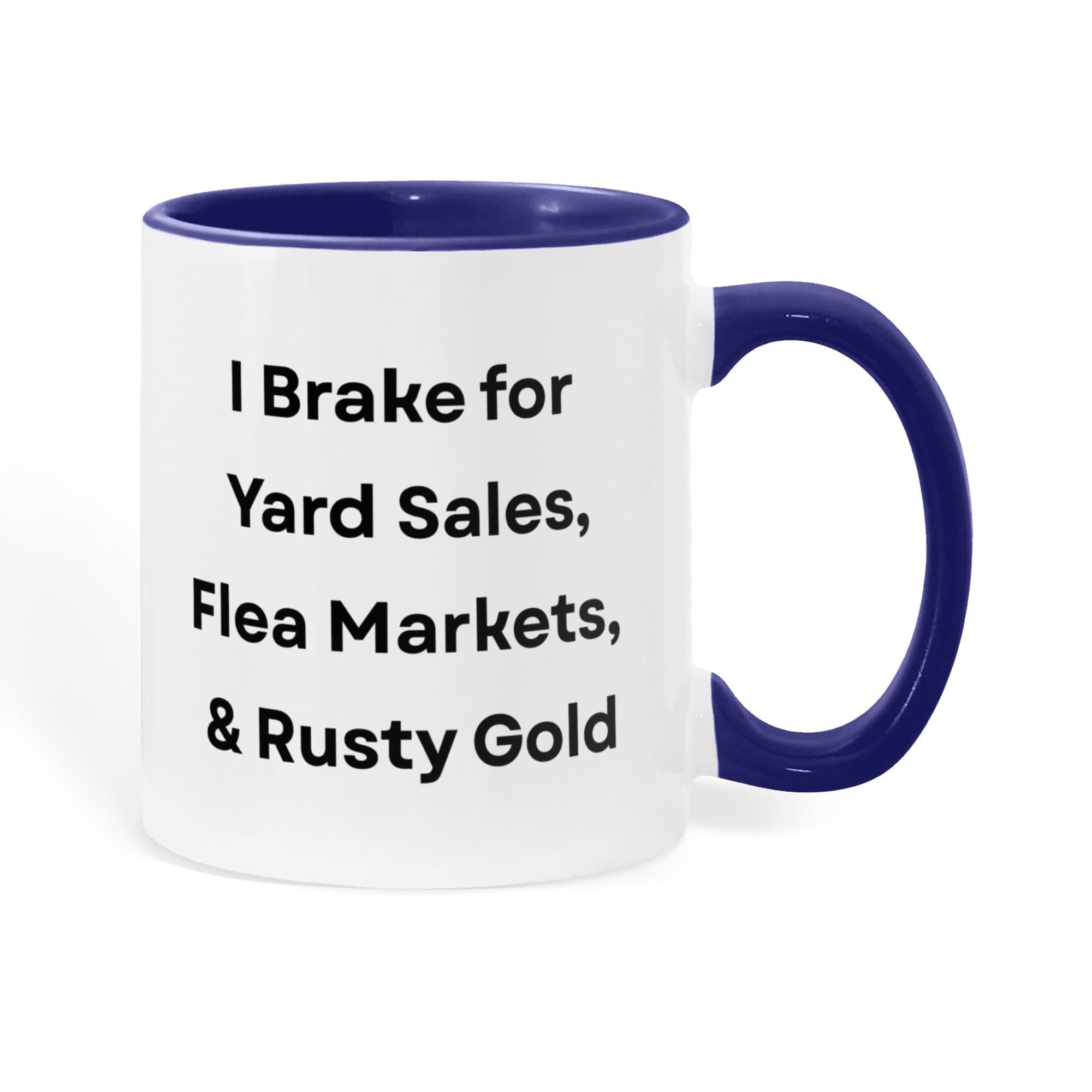 I Brake for Antique Stores Funny Antiquing Coffee Mug – Gift for Vintage Lovers, Treasure Hunters & Flea Market Fans – Two-tone Color Accent Ceramic Mug