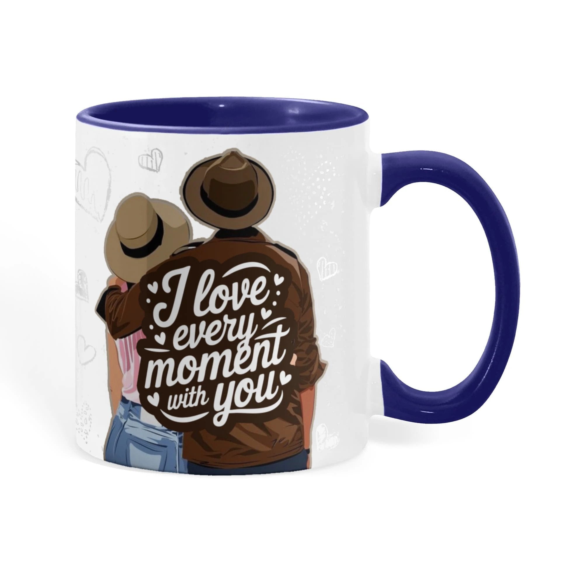 I Love Every Moment With You Mug – Romantic Couple Two-tone Color Accent Coffee Cup, Valentine's Day Gift for Husband, Wife, Boyfriend, Girlfriend & Anniversary
