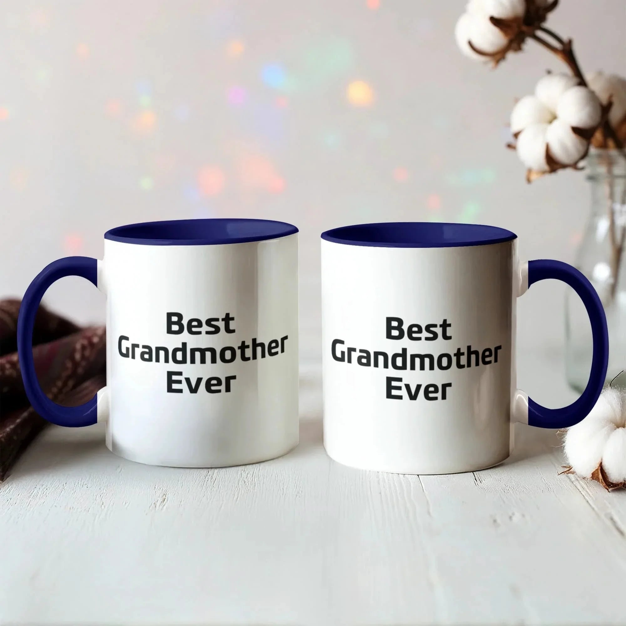 Best Grandmother Ever – Elegant Two-Tone Coffee Mug Gift for Grandma, Sweet Present from Grandkids, Kids, or Daughter – Available in 7 Accent Colors