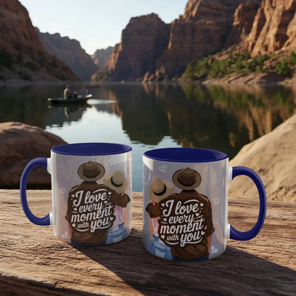 I Love Every Moment With You Mug – Romantic Couple Two-tone Color Accent Coffee Cup, Valentine's Day Gift for Husband, Wife, Boyfriend, Girlfriend & Anniversary