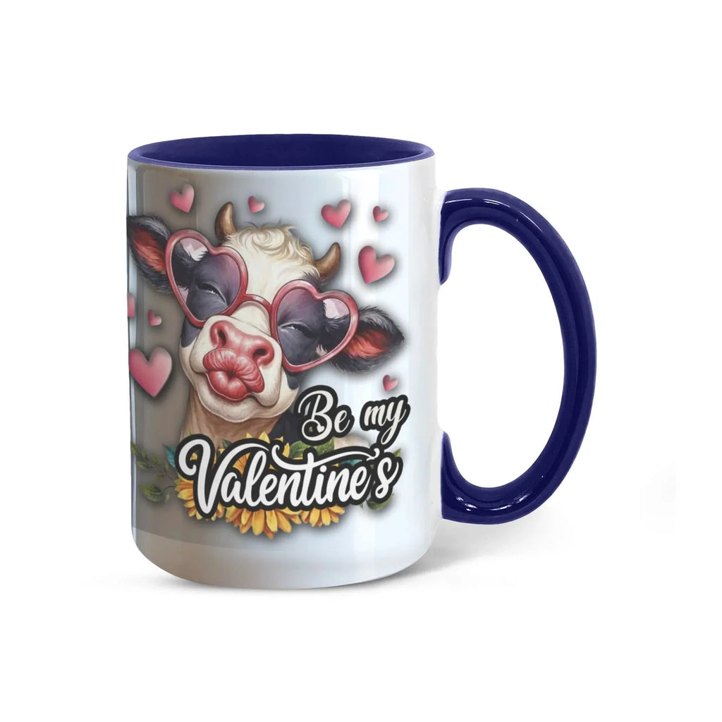 Be My Valentine Cow Two-tone Color Accent Mug