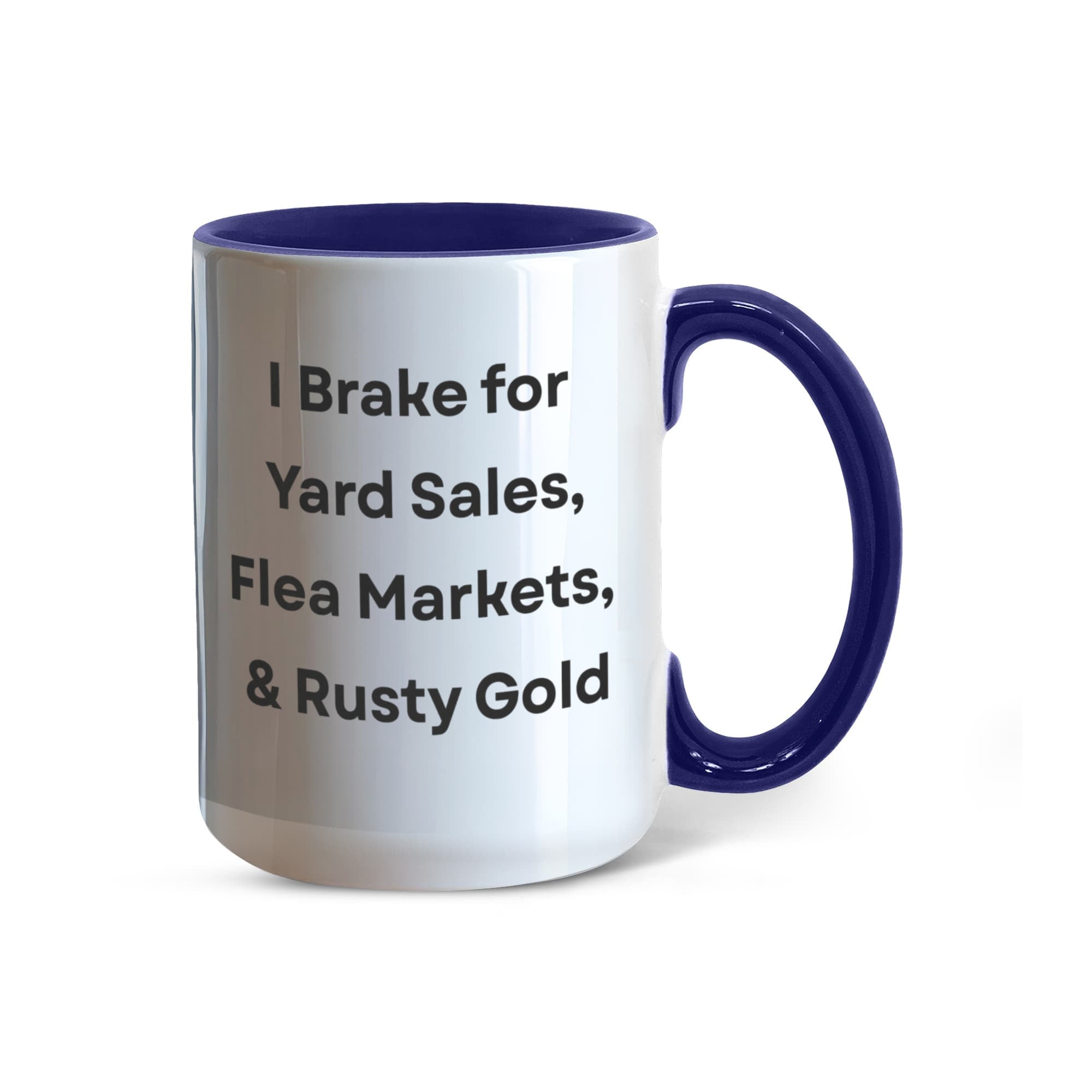I Brake for Antique Stores Funny Antiquing Coffee Mug – Gift for Vintage Lovers, Treasure Hunters & Flea Market Fans – Two-tone Color Accent Ceramic Mug
