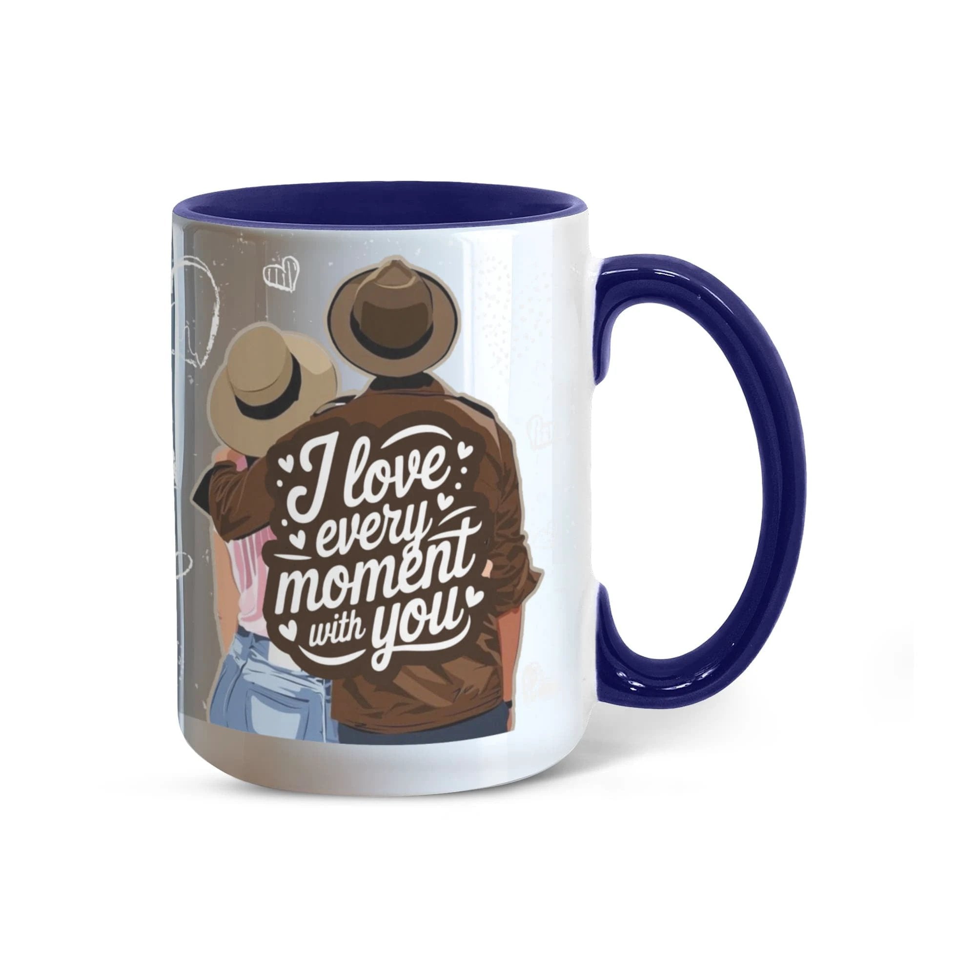 I Love Every Moment With You Mug – Romantic Couple Two-tone Color Accent Coffee Cup, Valentine's Day Gift for Husband, Wife, Boyfriend, Girlfriend & Anniversary