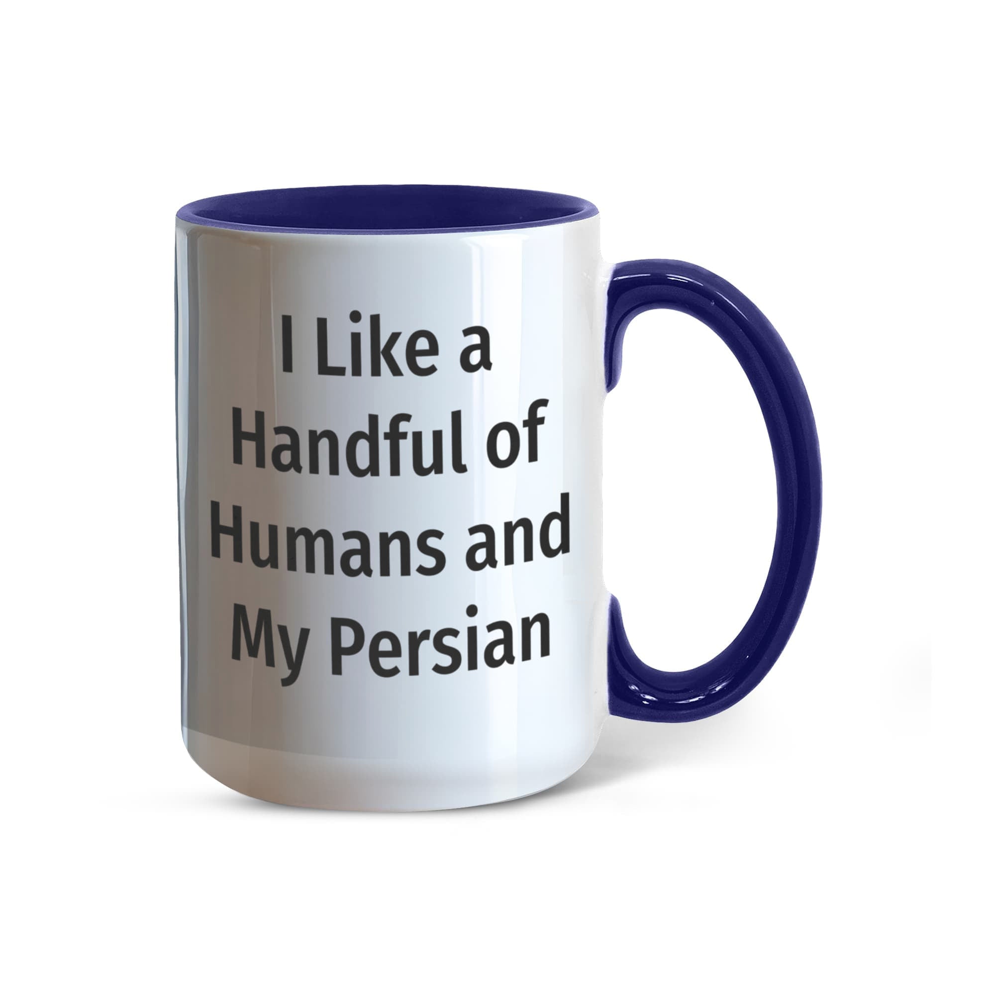 Funny Persian Cat Lover Accent Color Mug - I Like a Handful of Humans and My Persian Cat