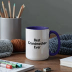 Best Grandmother Ever – Elegant Two-Tone Coffee Mug Gift for Grandma, Sweet Present from Grandkids, Kids, or Daughter – Available in 7 Accent Colors