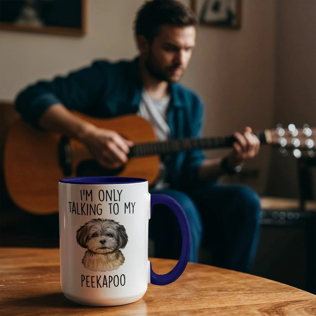 I'm Only Talking to My Peekapoo Two-Tone Coffee Mug – Cute Peekapoo Dog Lover Gift for Pet Parents