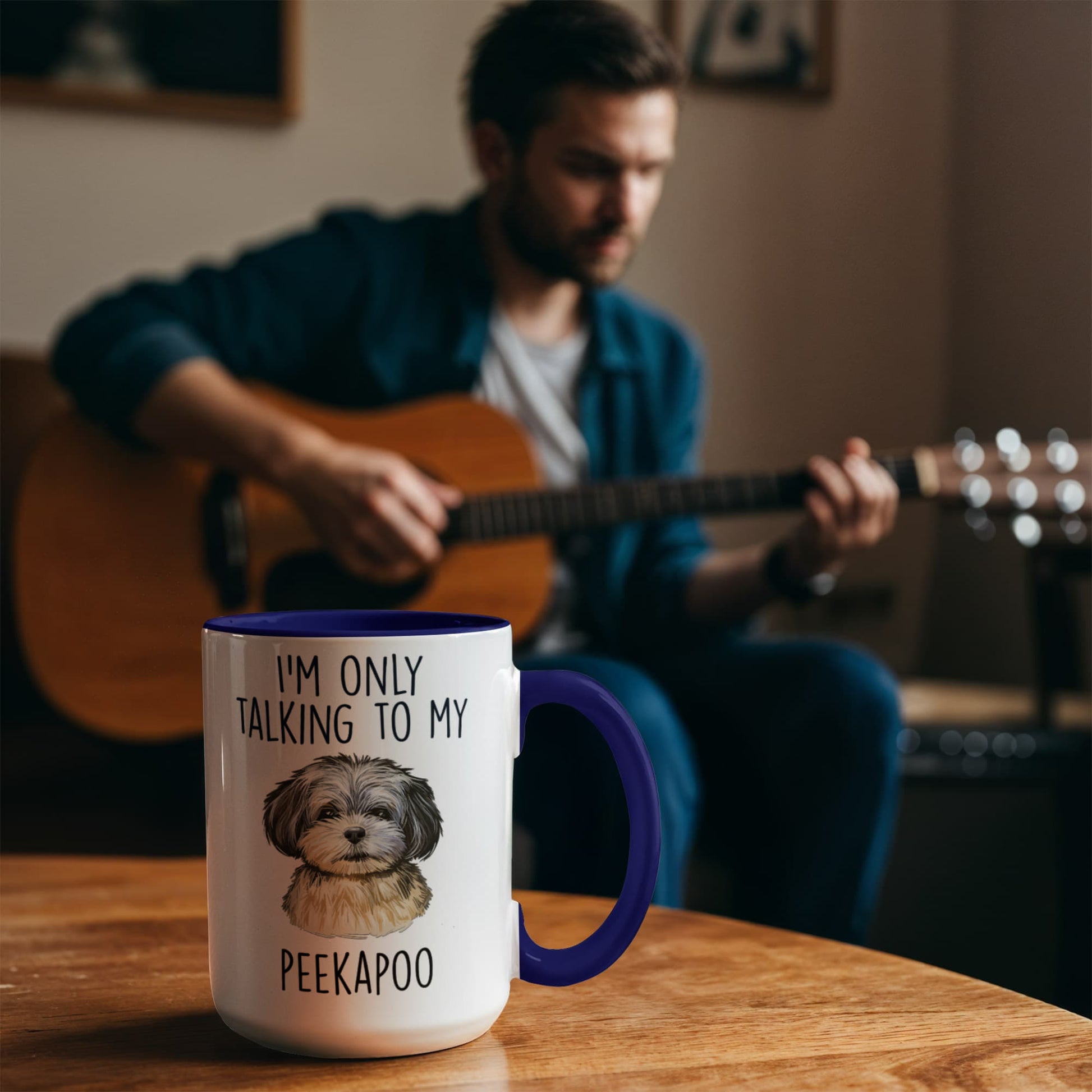 I'm Only Talking to My Peekapoo Two-Tone Coffee Mug – Cute Peekapoo Dog Lover Gift for Pet Parents - Mallard Moon Gift Shop