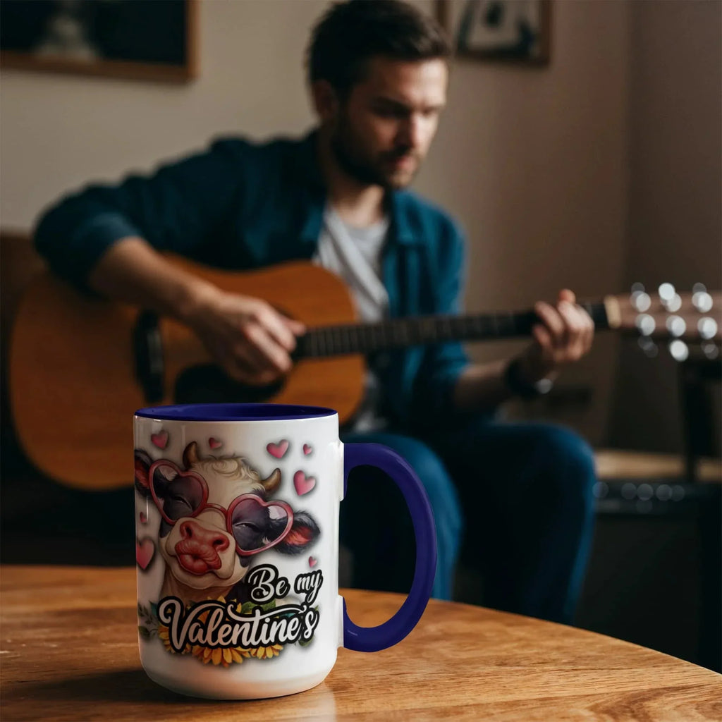 Be My Valentine Cow Two-tone Color Accent Mug