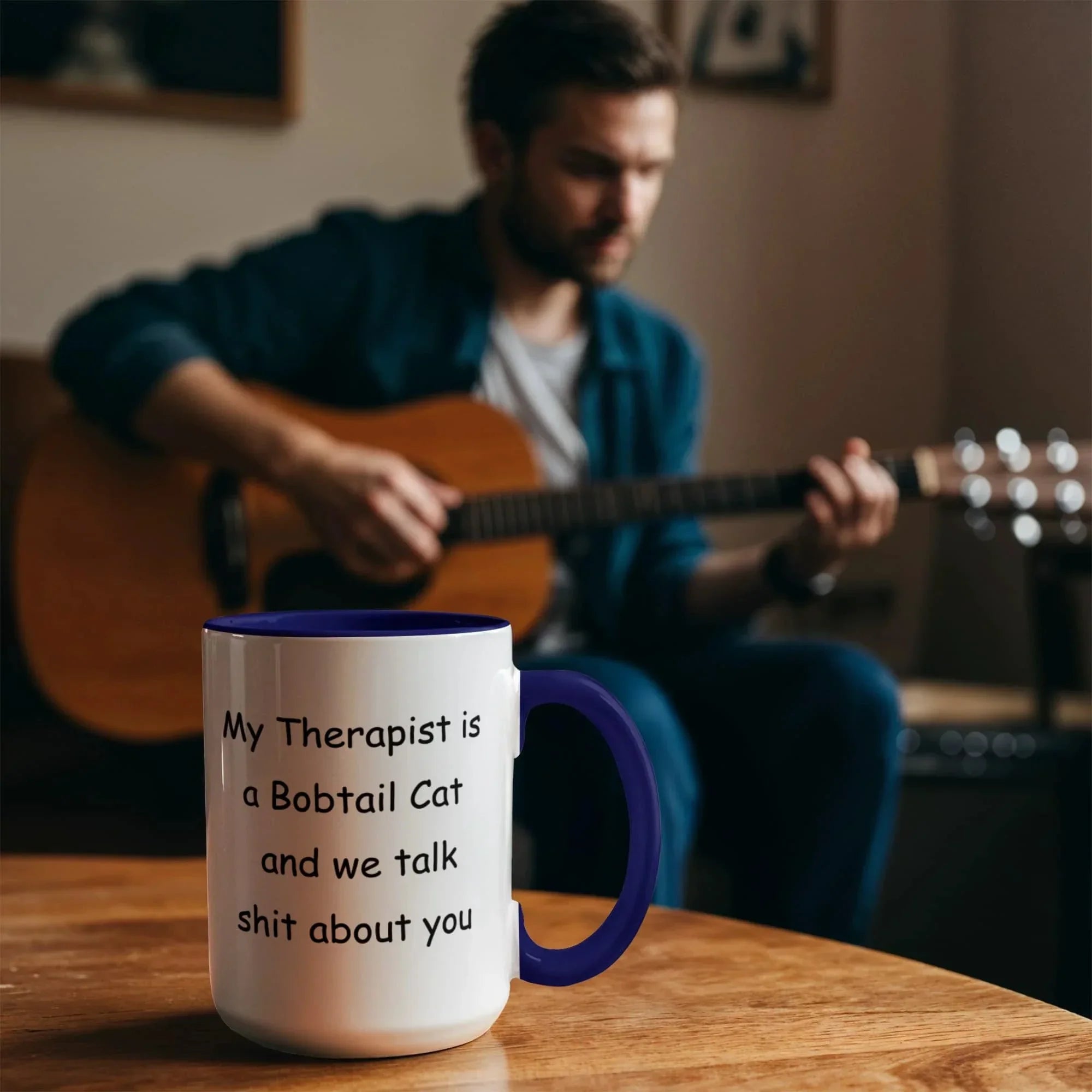 My Therapist Is a Bobtail Cat Funny Cat Lover Ceramic Two-tone Color Coffee Mug – Sarcastic Gift for Cat Lovers