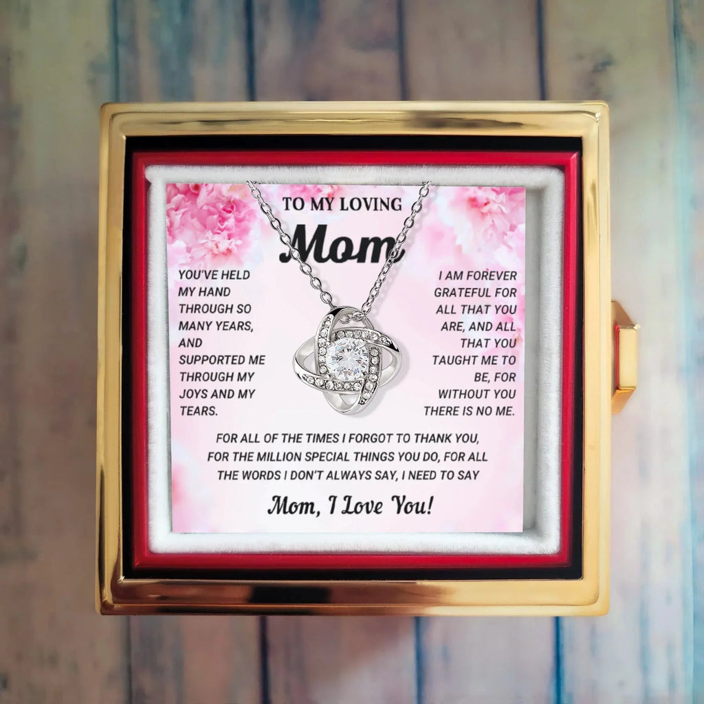 To My Mom - I Need to Say I Love You - Love Knot Necklace with Rose Jewelry Gift Box
