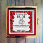 To the Beautiful Bride – Wedding Day Gift with Red Rose Message Card – Rotating Rose Love Knot Necklace for Bridal Shower or Wedding Keepsake