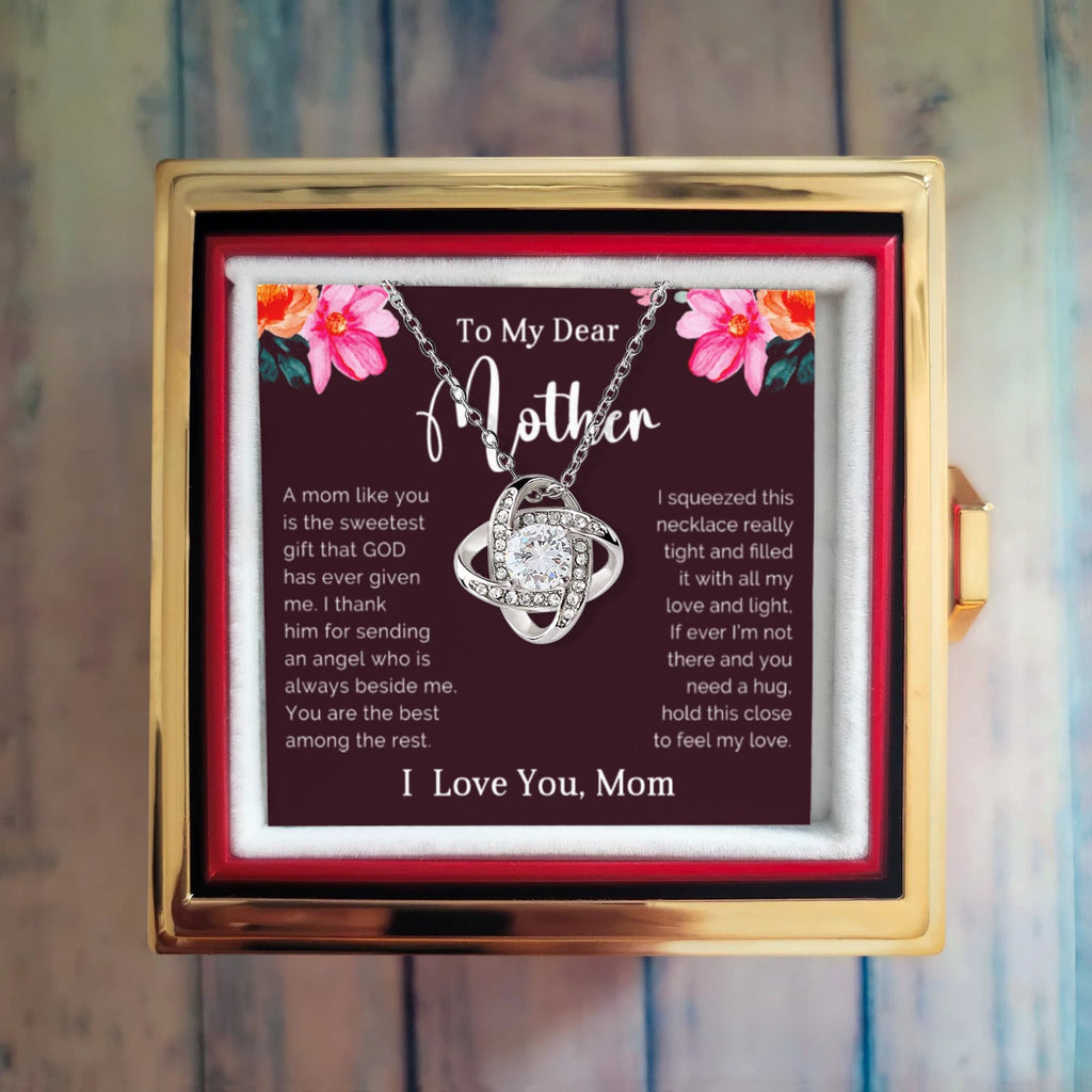 To My Dear Mother - The Bond We Share - Love Knot Necklace with Rose Gift Box